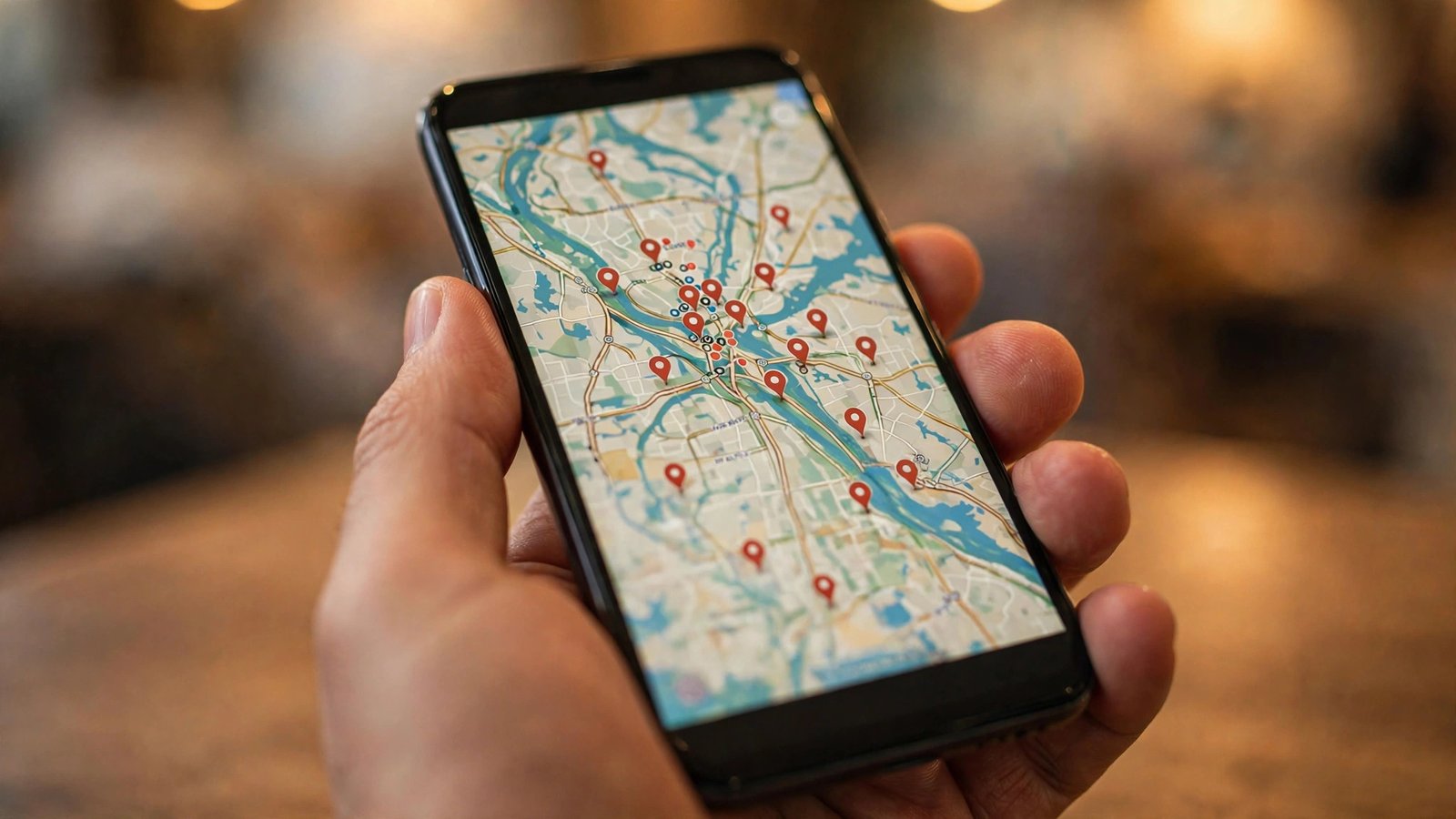 Smartphone displaying location permission settings with a map in the background