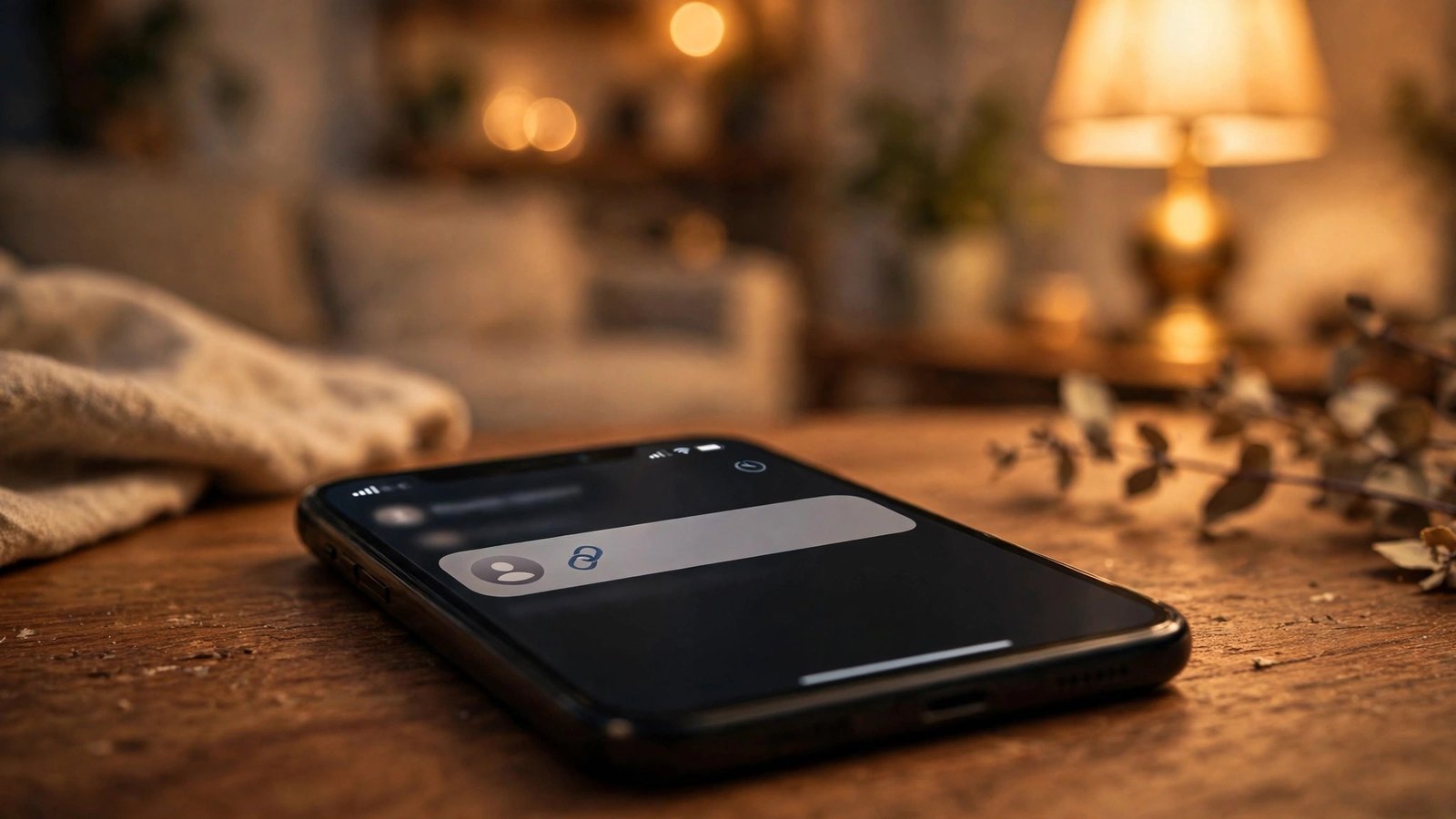 Smartphone on a desk showing a suspicious text message with a link, warning of text message scams